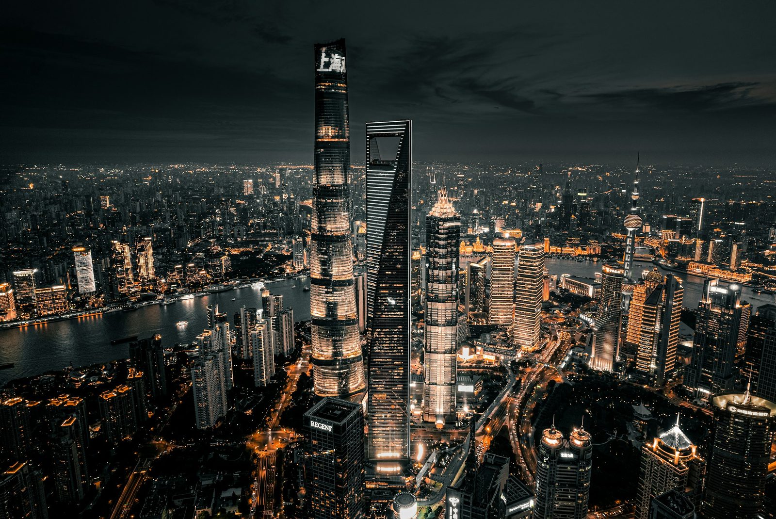 The Shanghai skyline at night — where much of China's cross-border business data originates